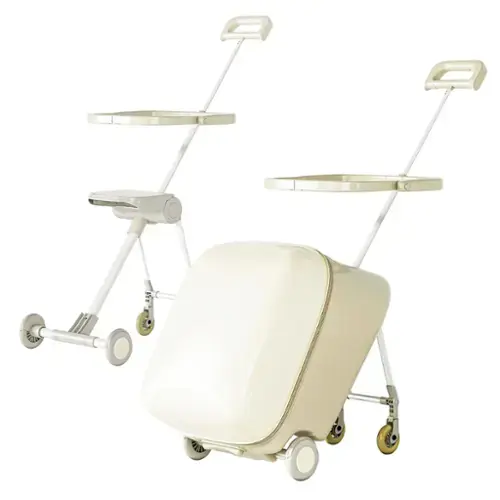 Front. Circus Cirle -  2-in-1 Ride-On Suitcase for Kids - White.