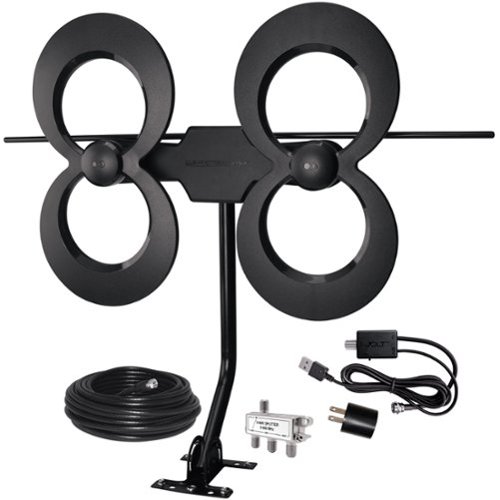 Antennas Direct - ClearStream 4MAX Complete Amplified Indoor/Outdoor HDTV Antenna with Mast, Coaxial Cable, Amplifier, and 3-Way Splitter