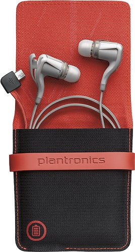  Plantronics - BackBeat GO 2 Bluetooth Earbud Headphones with Charging Case - Earbuds: White; Case: Black/Red