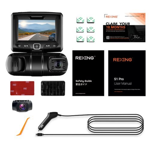 Rexing S1 PRO 1080p 3-Channel Wi-Fi Dash Cam with Built-in GPS and 64GB Internal Memory - Black BUY IN AUSTRALIA