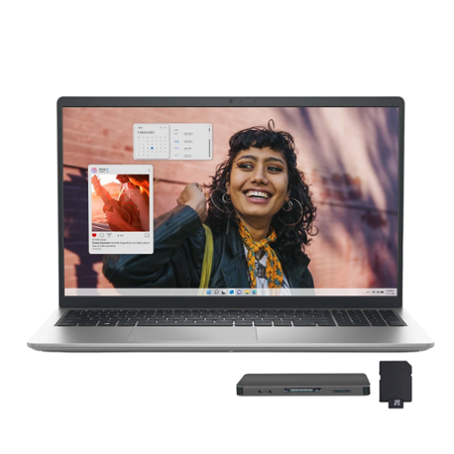 Dell - Inspiron 15 15.6" FHD Laptop,Intel Core i7-1355U,32GB RAM,1TB SSD+1TB Dock Set,Fingerprint,Wi-Fi 6,Win 11 - Silver-Front_Standard 