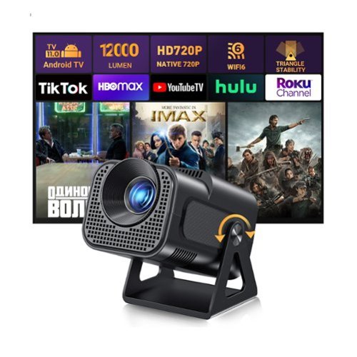 Xgody - 5 mini Mini Portable Smart Projector Native 720P HD 12000 Lumens Android TV WiFi 6 Bluetooth 5.0 LED  Home Theater-Front_Standard 