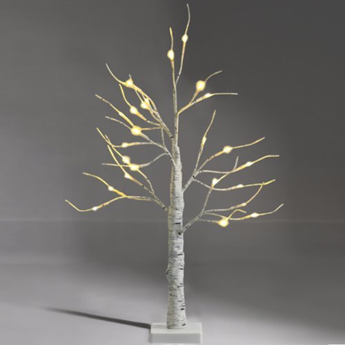 Costway - 2ft Pre-lit Twig Birch Tree Battery Powered for Christmas Holiday - White