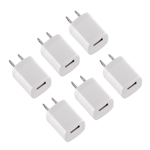Qixxronics - 6-Pack USB Charger Cube, Wall Charger for iPhone 11 Pro Max/X/8/7, iPad, Samsung Phones and More USB Wall Charging Block - White-Front_Standard 