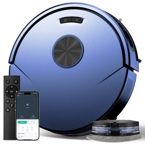 Teendow - 2-in-1 Robot Vacuum and Mop Combo with 8000Pa Suction, Ultra-Thin, 120-Min Runtime, Self-Charging, App & Remote Control - Blue-Front_Standard 