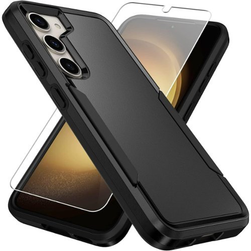 Entronix - Galaxy S25 Plus Bundle - Soft-Touch Dual-Layer Case with Clear Screen Protector - Black-Front_Standard 