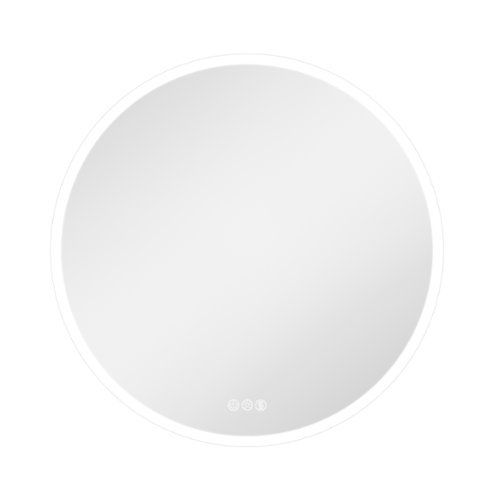 LOVMOR - 44 x 44 Inches Round Tempered Glass LED Bathroom Mirror with Anti-Fog & 3-Color Dimmable Lighting - silver