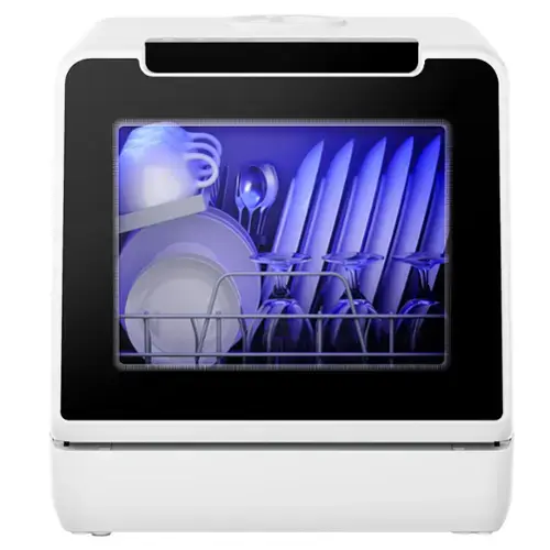 Front. SIMZLIFE - Portable Countertop Dishwasher - 6 Place Settings, 9 Washing Programs with Self-Clean & Energy Efficient - black and white.