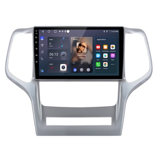 Junsun - For Jeep Grand Cherokee 2010-2013 9"Car Stereo Radio GPS Navi WIFI RDS DSP SWC FM Bluetooth Carplay Android 14 2+64GB - Silver-Front_Standard 