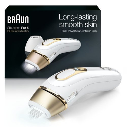 Braun Pro5 PL5147 IPL Hair Removal Kit for Men & Women - White-Gold WORLDWIDE DELIVERY