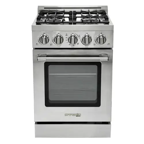 Front. Unique Appliances - Off-Grid 24 in. Wide 4 Burner 3.75 Cu. Ft. Freestanding LP Gas Range with Waist-High Broiler and Manual Clean - Stainless Steel.