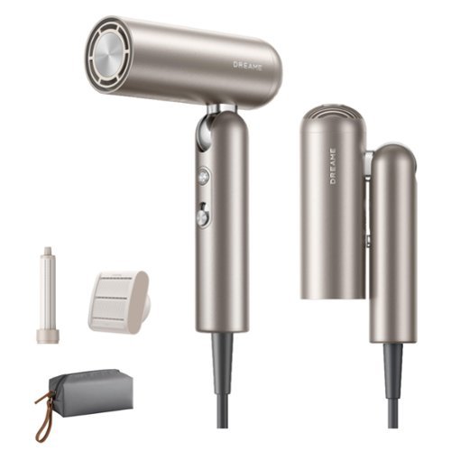 Dreame - Pocket Hair Dryer - Ultra Lightweight Blow Dryer with 2 Styling Attachments, Fast Drying, High-Speed Brushless Motor - Titanium Gold-Front_Standard 