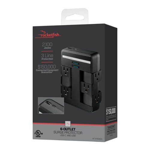 AVISO アビソ J. JOHNSTON ROCKETFISH 6'6 Rocketfish™ 6 Outlet/1 USB/1 USB C Swivel Wall Tap 2,100 Joules