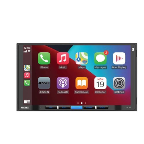 Jensen - J1CA7 7" Double DIN Touchscreen Car Stereo | Apple CarPlay Android Auto | Bluetooth | USB | Backup Cam Input - Black-Front_Standard 