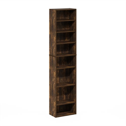 Furinno - Indo 8-Tier Adjustable Shelves Multimedia Media Storage Tower Rack - Amber Pine-Front_Standard 
