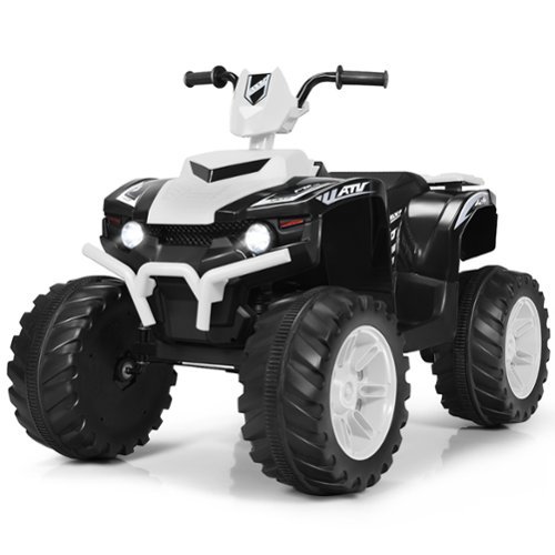 Gymax - 12V Electric Kids Ride On Car ATV 4-Wheeler Quad w/ Music LED Light - White-Front_Standard 