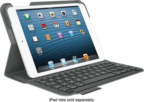  Logitech - Ultrathin Keyboard Folio Case for Apple® iPad® mini, iPad mini 2 and iPad mini 3 - Matte Gray