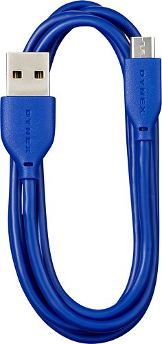 Dynex™ - 3' USB 2.0 Type-A-to-Micro USB Charge-and-Sync Cable - Blue-Front_Standard