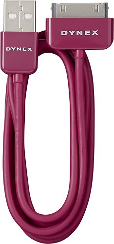  Dynex™ - 3' USB 2.0 Type-A-to-Apple® 30-Pin Charge-and-Sync Cable - Red