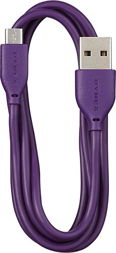  Dynex™ - 3' USB 2.0 Type-A-to-Micro USB Charge-and-Sync Cable - Purple
