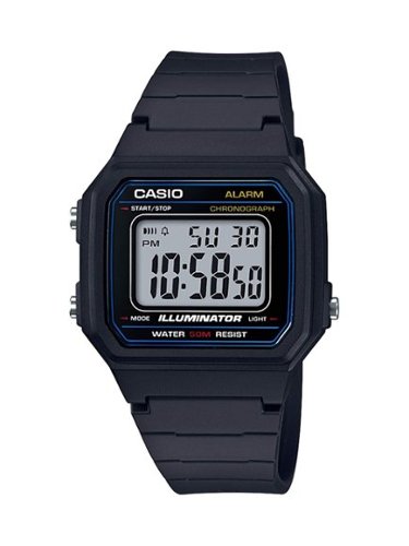 Casio - Men's Classic Digital Watch with Clear Dial - W-217H-1AV - Black-Front_Standard 