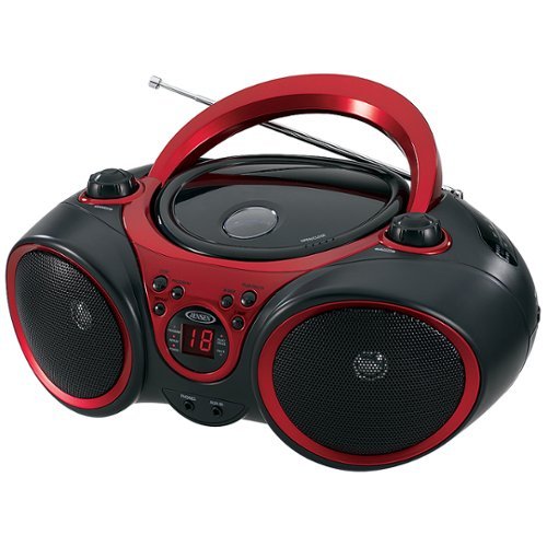  Jensen - Sport Stereo CD Player with AM/FM - Black/Red