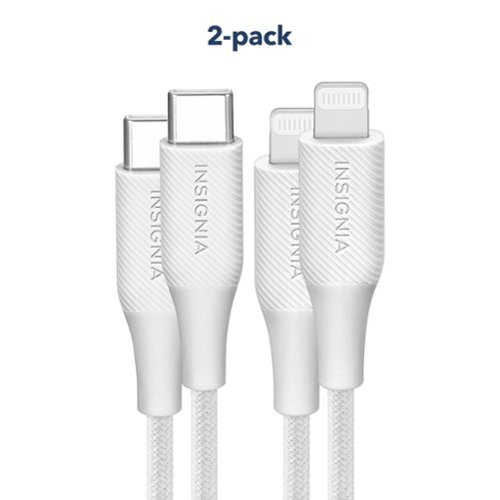 Insignia™ 4' Lightning to USB-C Braided Charge-and-Sync Cable (2 Pack) - Moon Gray BUY IN MIDDLE EAST