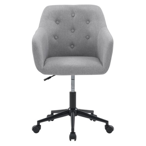 CorLiving - Marlowe Upholstered Button Tufted Task Chair - Light Gray-Front_Standard 