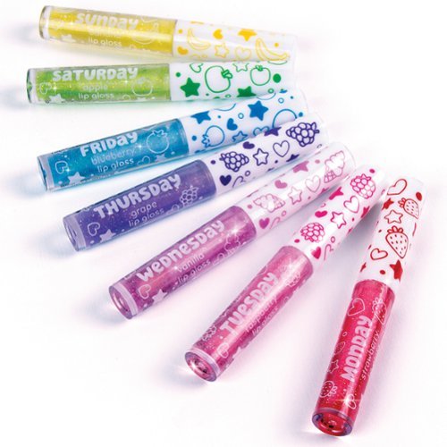 Make It Real 3C4G: 7 Days Glitter Lip Gloss - 7 Piece Wand Fruit Flavored Set GLOBAL SHIPPING
