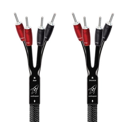 AudioQuest Rocket 44 8' Single BiAmp Speaker Cable with Banana > Banana - Silver on Black INTERNATIONAL SHIPPING