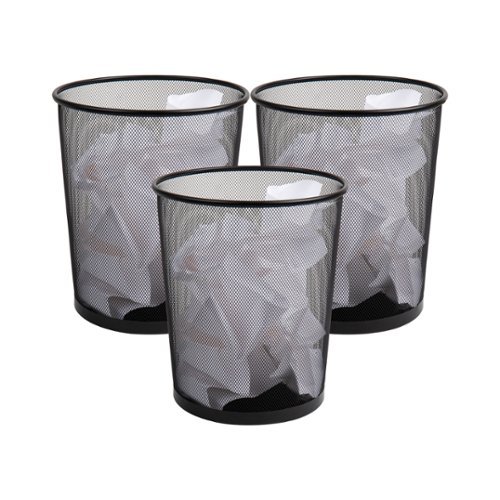 Mind Reader Mesh Trash Can, Set of 3, Waste Paper Basket, Round, Office, Metal Mesh, 11.5