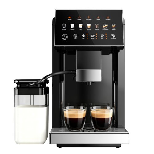 SIMZLIFE - 20 Bar Coffee & Espresso Machine w/Milk Frother - Fully Automatic, Dual Boiler Design, Smart Touchscreen & Auto-Clean - Black-Front_Standard 