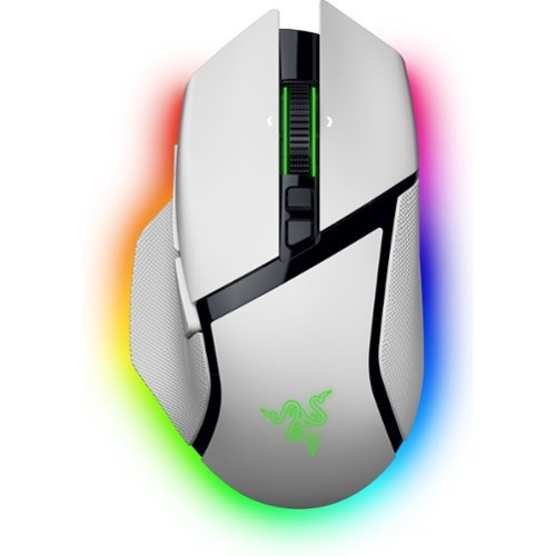 Razer - Basilisk V3 Pro 35K Wireless Ergonomic Gaming Mouse with HyperScroll Tilt Wheel and Chroma RGB Lighting - White
