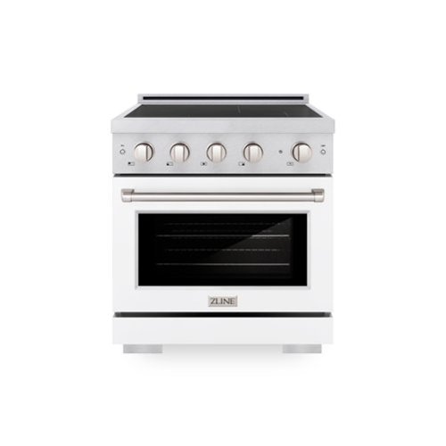 ZLINE - 30 in. 4.2 cu. ft. Paramount Freestanding Induction Range with 4 Burners and Electric Oven in Satin Steel w/ White Door - Matte White-Front_Standard 
