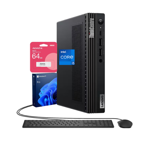 Lenovo - ThinkCentre M90q Desktop - Intel Core i5-13500 with 32GB DDR5 RAM - 1TB SSD - With Adata UC310 64GB USB Flash Drive - Black-Front_Standard 