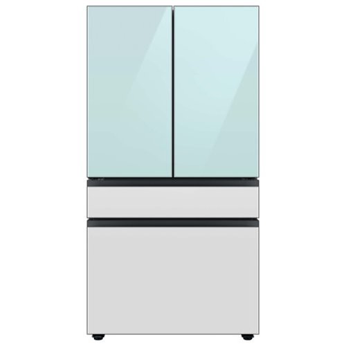 Samsung - Open Box BESPOKE 29 cu. ft 4-Door French Door Refrigerator with Beverage Center - Morning Blue Glass