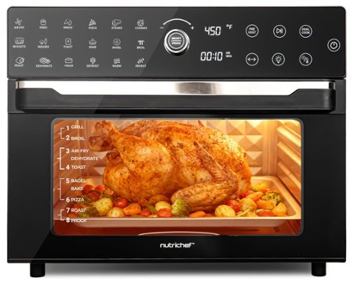 NutriChef - 32QT Air Fryer & Oven - Digital with 20 Presets, Rotisserie, Dual Cook, Bake & More, (NCAFOV32BK) - Black-Front_Standard 
