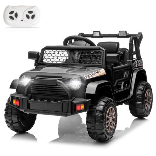 Winado - 12V Battery Powered Ride on Truck Cars with Remote Control, Electric Vehicles Ride-on Toys with Suspension, LED Lights - Black-Front_Standard 