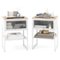Costway - 2 PCS Home Nightstand 3-Tier Storage Table with Open Shelf Heavy-duty Metal Frame - White-Front_Standard
