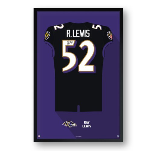 Sporticulture - Ray Lewis Baltimore Ravens Framed 14" x 20" Retired Jersey Art Print - Multicolor-Front_Standard 