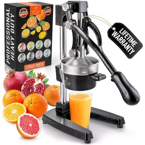 Zulay Kitchen - Cast-Iron Manual Citrus Press & Orange Squeezer Juicer - Black-Front_Standard 
