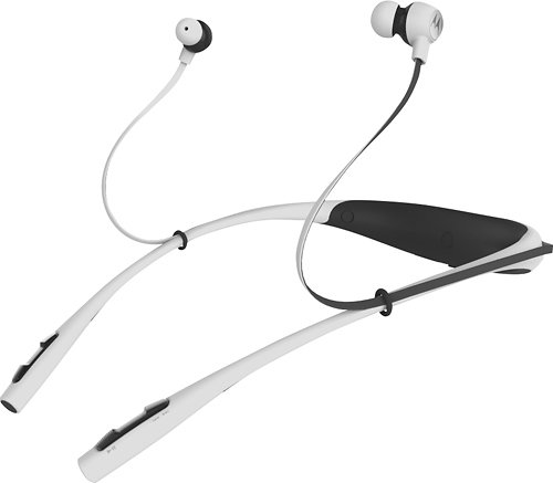  Motorola - Buds Behind-the-Neck Headphones - White/Black