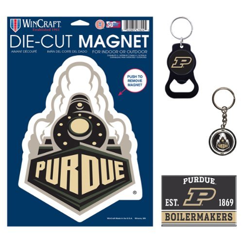 WinCraft - Purdue Boilermakers 4-Pack Key Rings and Magnets Set - Multicolor-Front_Standard 
