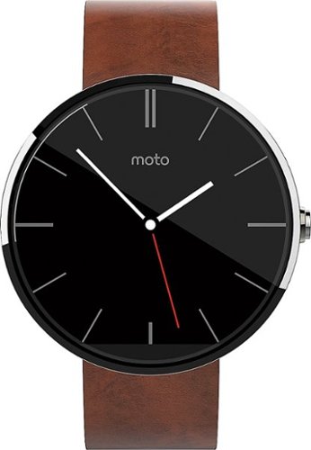 Motorola - Moto 360 Smartwatch 46mm Stainless Steel - Cognac Leather