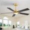 Breezary - 52" Modern Indoor Ceiling Fan with LED Light, 5 Reversible Plywood Blades, 6-Speed DC Motor, Remote, Timer, 5" Downrod - Gold and Matte Black-Front_Standard