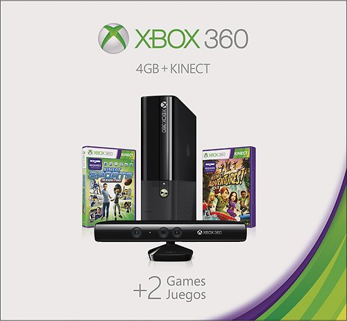  Microsoft - Xbox 360 4GB Holiday Bundle with Kinect and 2 Games - Black