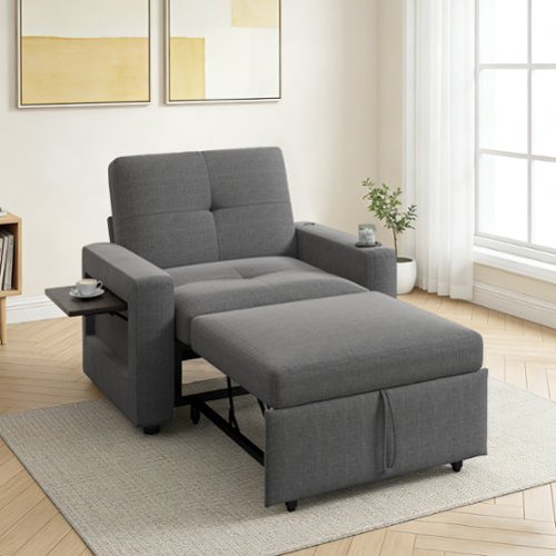 Dyonery - Sleeper Sofa Bed Chair, 3-in-1 Convertible Reclining Sofa Chair with Pull Out Couch Bed, Adjustable Backrest - Gray-Front_Standard 