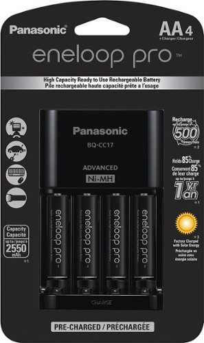  Panasonic - &quot;Advanced&quot; Individual Battery Charger with eneloop pro AA batteries 4-Pack - Black