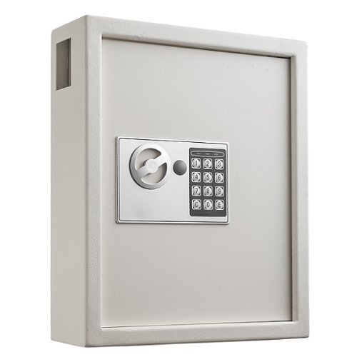 AdirOffice - Steel Digital Key Cabinet, 40-Key Capacity with Programmable Lock - White-Front_Standard 
