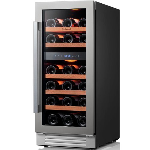 Ca'Lefort - 15 inch Wine Fridge,3 color LED Wine cooler, Dual Zone 28-Bottle Wine Refrigerator,40-65°F,Built-in/Freestanding - Stainless Steel-Front_Standard 